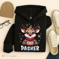 Santa’S Reindeer Dasher Xmas Group Costume Hoodie thumb 4