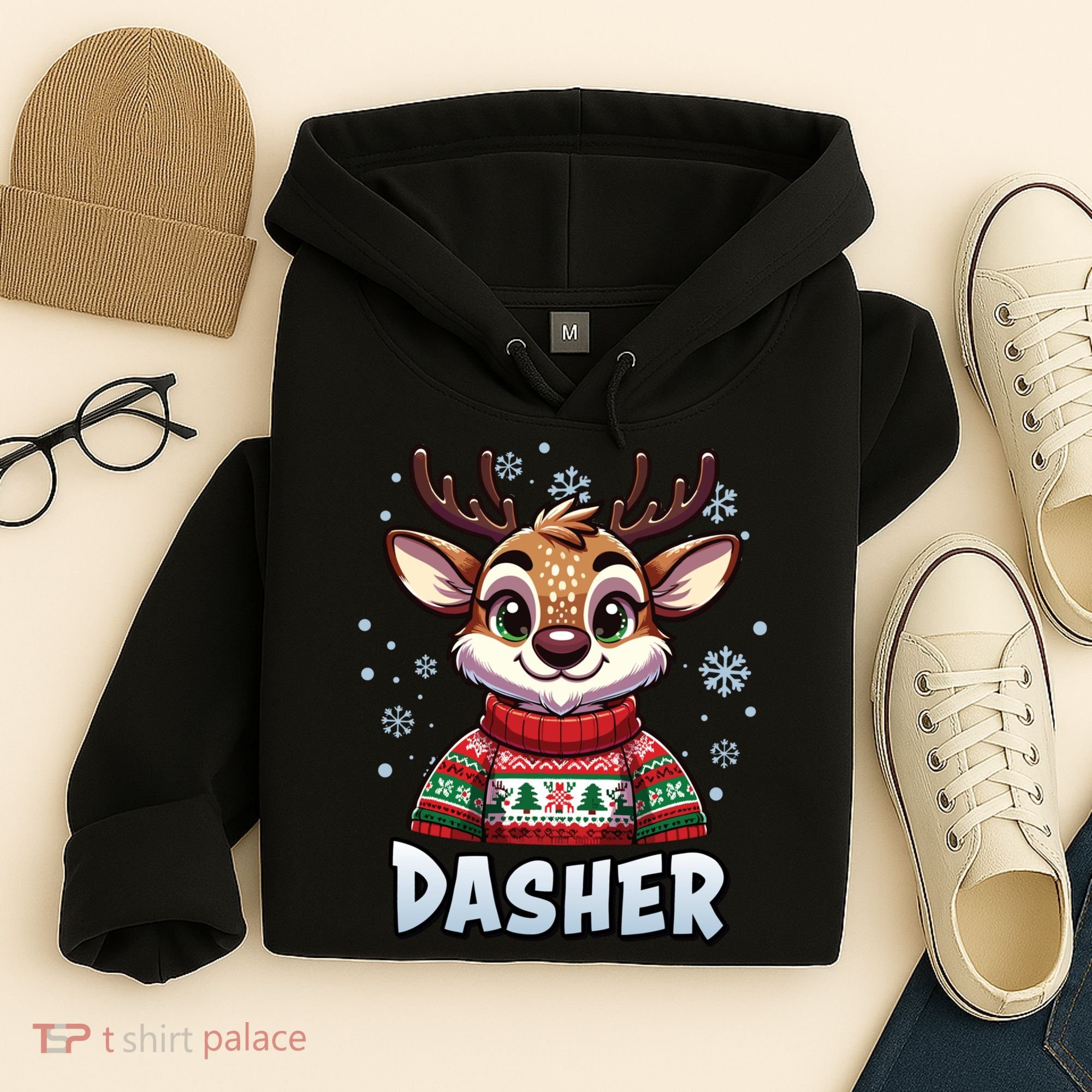 Santa’S Reindeer Dasher Xmas Group Costume Hoodie
