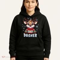 Santa’S Reindeer Dasher Xmas Group Costume Hoodie thumb 5