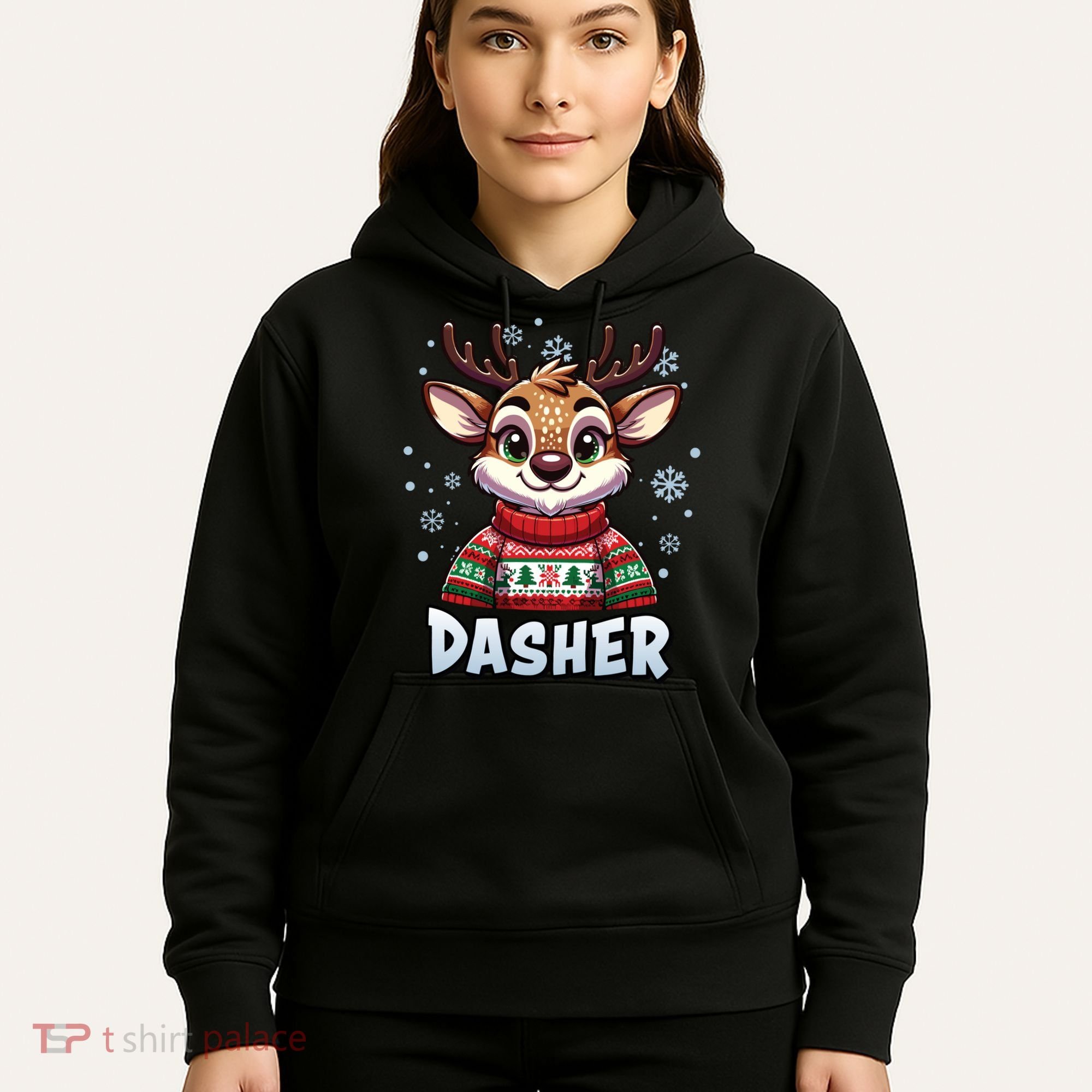 Santa’S Reindeer Dasher Xmas Group Costume Hoodie