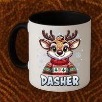 Santa’S Reindeer Dasher Xmas Group Costume Coffee Mug thumb 2
