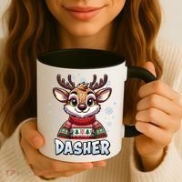 Santa’S Reindeer Dasher Xmas Group Costume Coffee Mug thumb 3