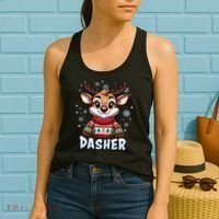 Santa’S Reindeer Dasher Xmas Group Costume Women's Tank Top thumb 2
