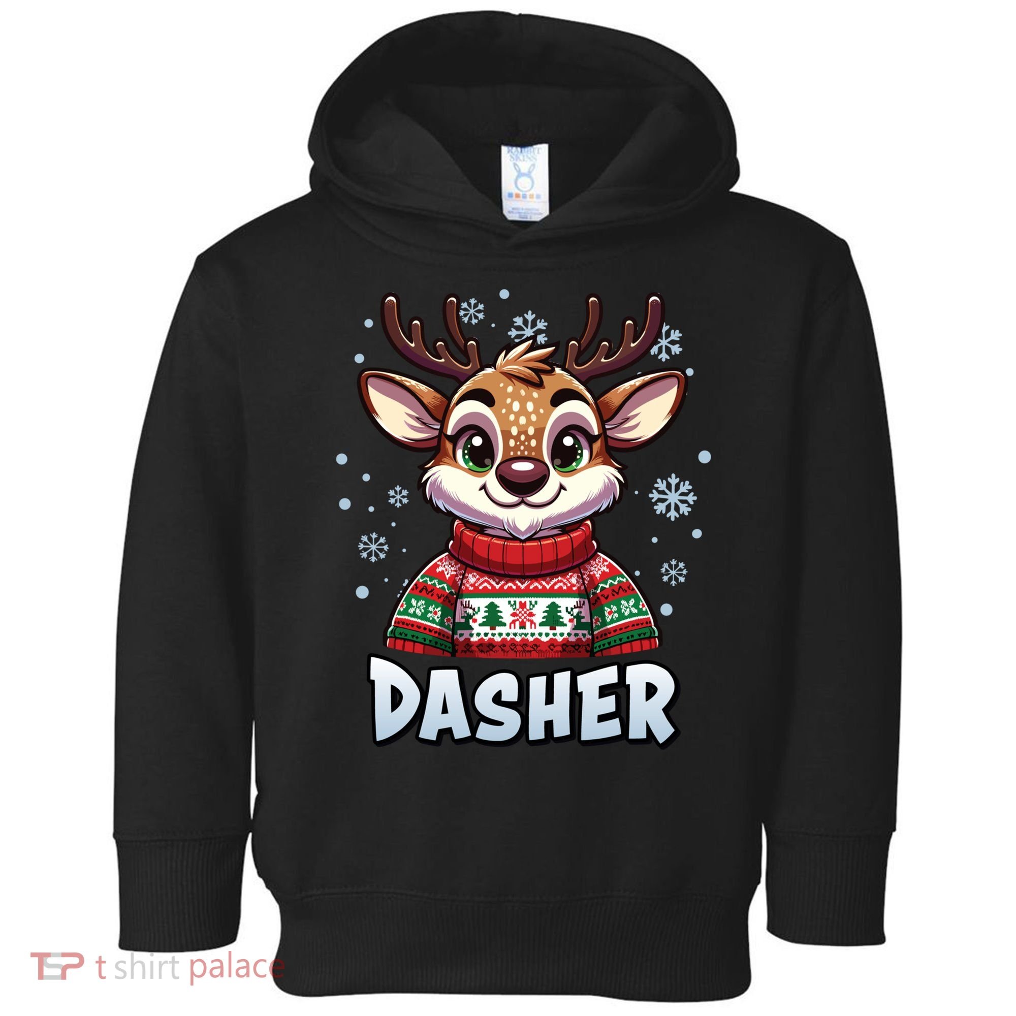 Santa’S Reindeer Dasher Xmas Group Costume Toddler Hoodie
