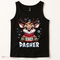 Santa’S Reindeer Dasher Xmas Group Costume Tank Top thumb 2