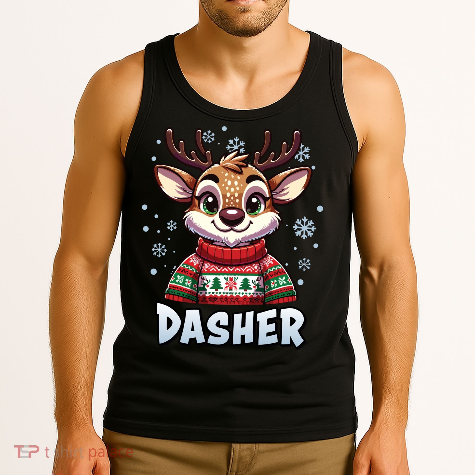 Santa’S Reindeer Dasher Xmas Group Costume Tank Top