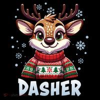 Santa’S Reindeer Dasher Xmas Group Costume Tank Top thumb 6