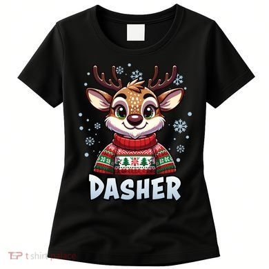Santa’S Reindeer Dasher Xmas Group Costume Women's T-Shirt