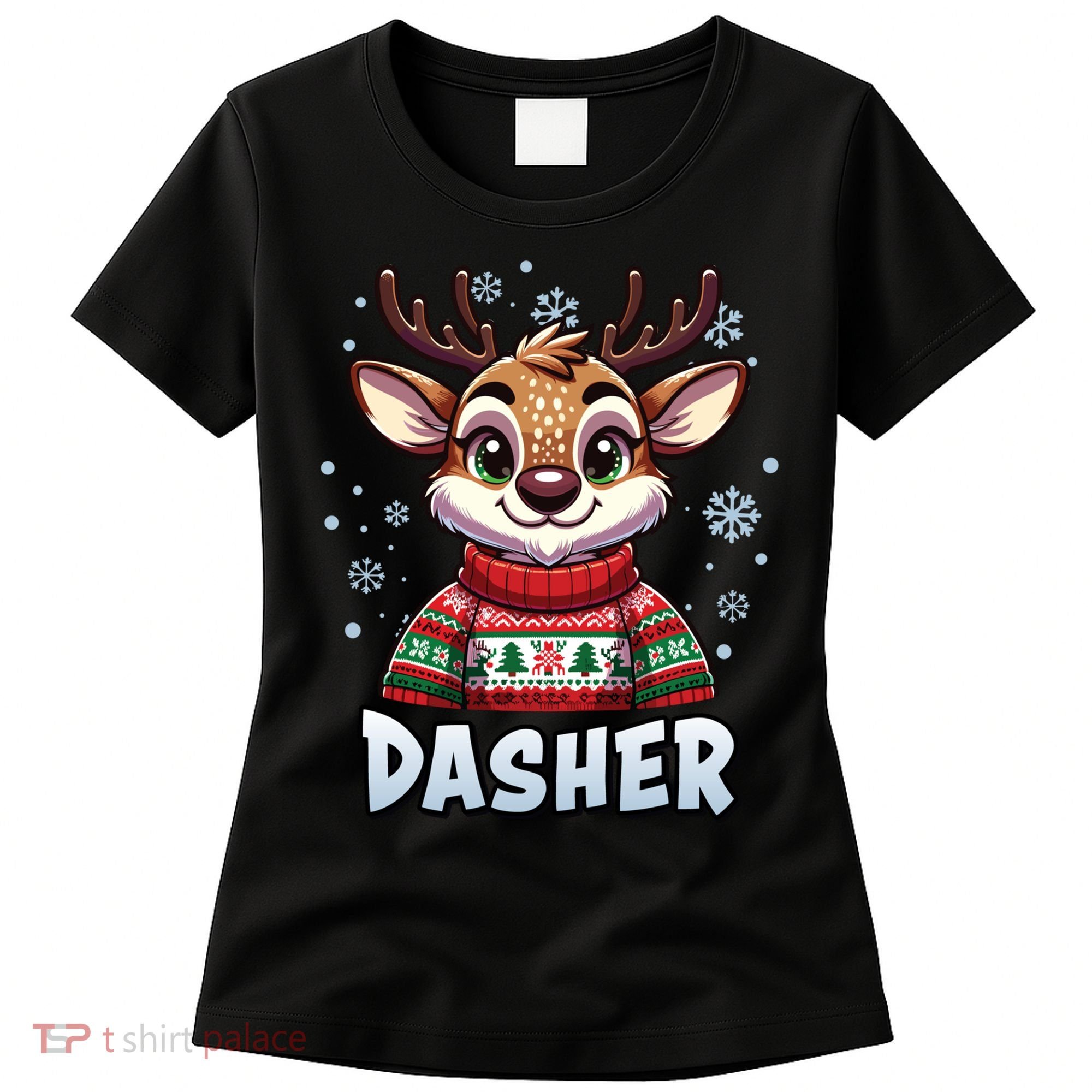 Santa’S Reindeer Dasher Xmas Group Costume Women's T-Shirt