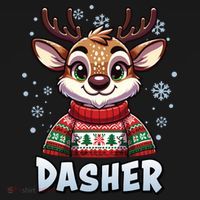 Santa’S Reindeer Dasher Xmas Group Costume Kids Long Sleeve Shirt thumb 2