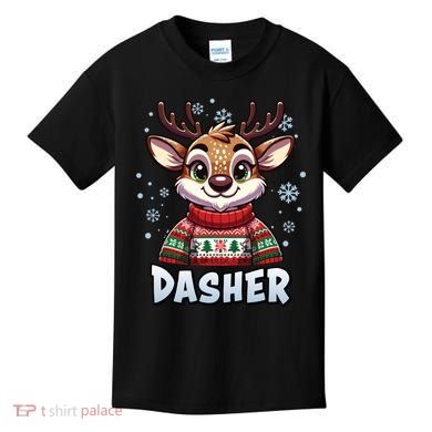 Santa’S Reindeer Dasher Xmas Group Costume Kids T-Shirt