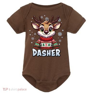 Santa’S Reindeer Dasher Xmas Group Costume Baby Bodysuit