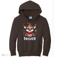 Santa’S Reindeer Dasher Xmas Group Costume Kids Hoodie thumb 0