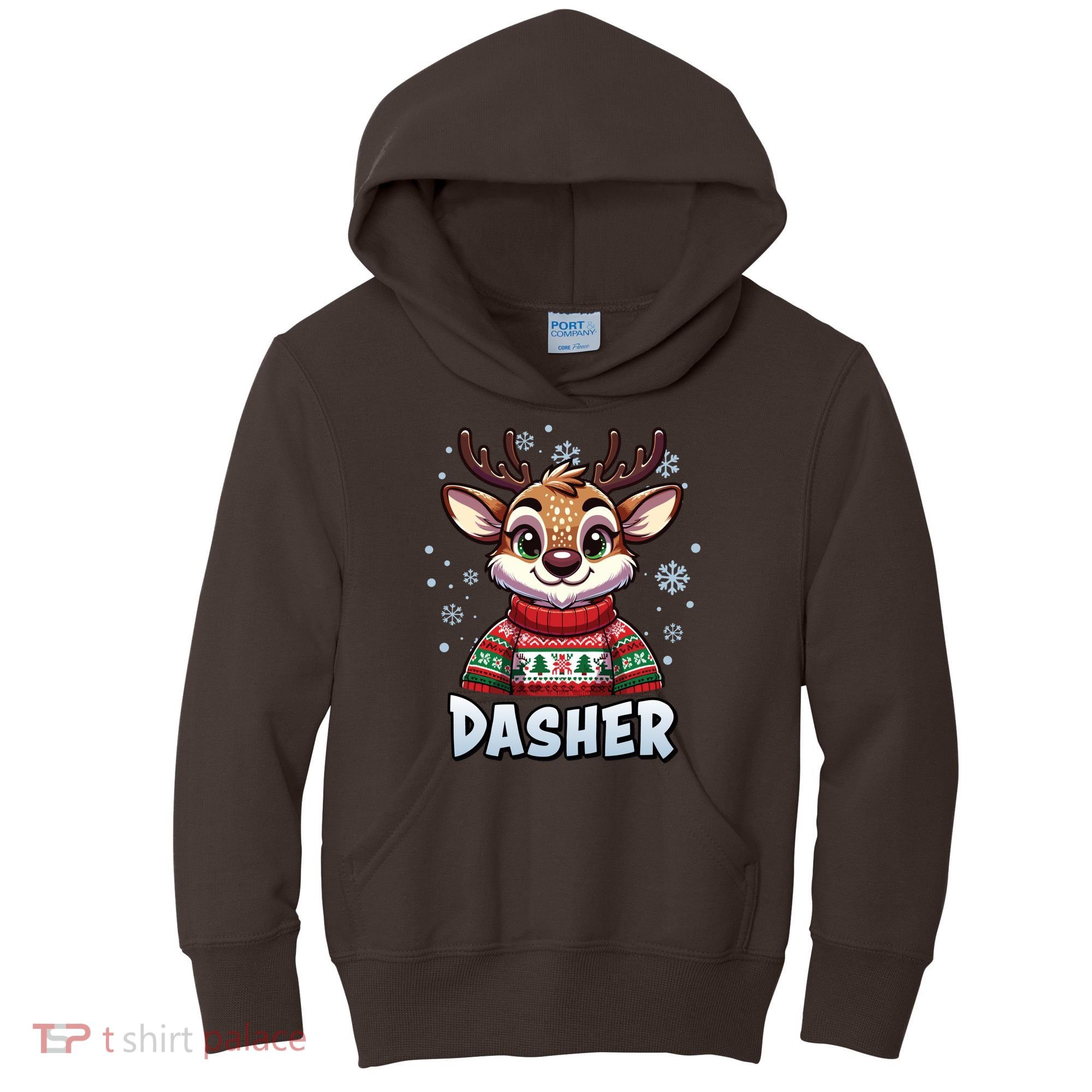 Santa’S Reindeer Dasher Xmas Group Costume Kids Hoodie