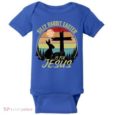 Silly Rabbit Easter Is For Jesus Retro Vintage Easter Day Baby Bodysuit