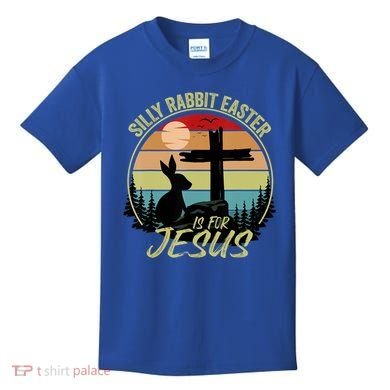 Silly Rabbit Easter Is For Jesus Retro Vintage Easter Day Kids T-Shirt