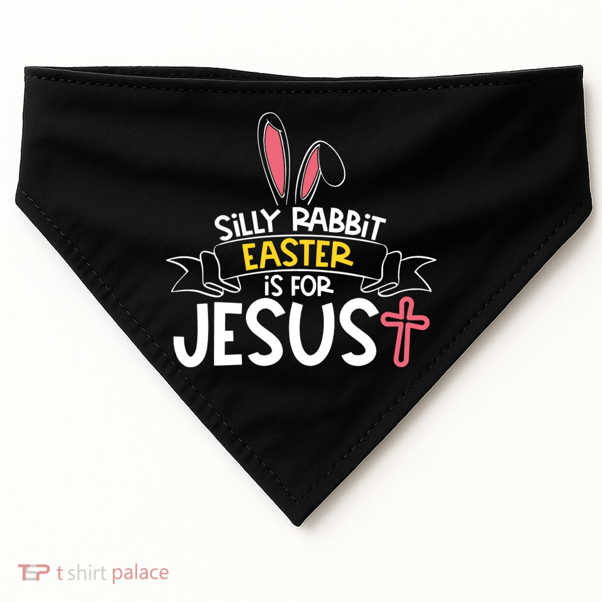 Silly Rabbit Easter Is For Jesus Cross USA-Made Doggie Bandana