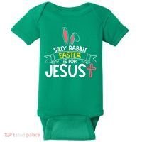 Silly Rabbit Easter Is For Jesus Cross Baby Bodysuit thumb 0