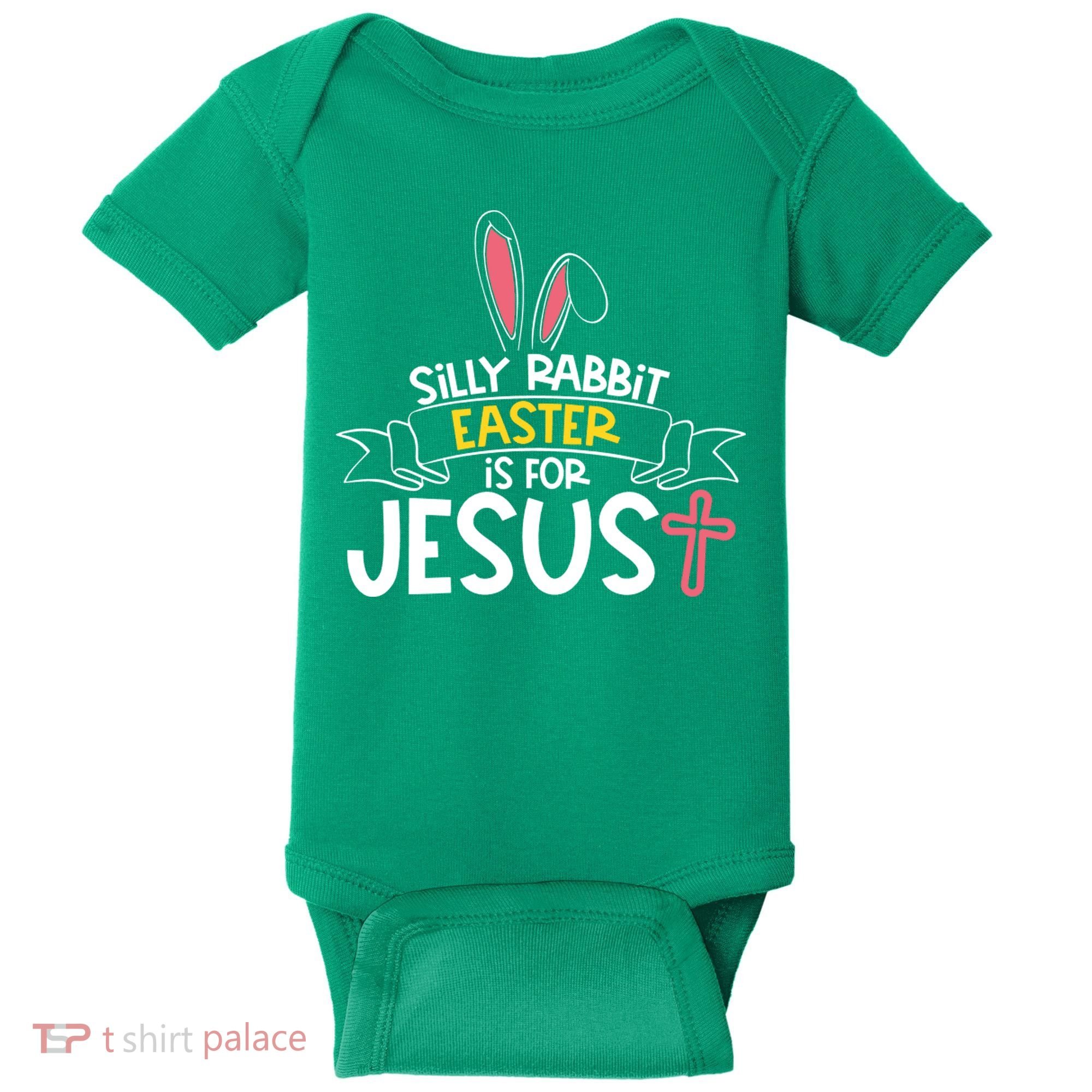 Silly Rabbit Easter Is For Jesus Cross Baby Bodysuit