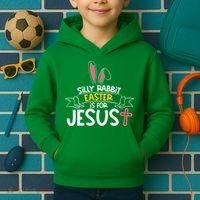 Silly Rabbit Easter Is For Jesus Cross Kids Hoodie thumb 2