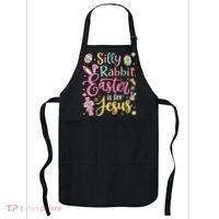 Silly Rabbit Easter Is For Jesus Cute Bunny Christian Faith Apron thumb 0
