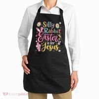 Silly Rabbit Easter Is For Jesus Cute Bunny Christian Faith Apron thumb 2