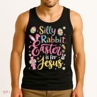 Silly Rabbit Easter Is For Jesus Cute Bunny Christian Faith Tank Top thumb 3