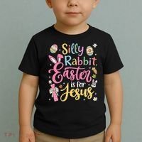 Silly Rabbit Easter Is For Jesus Cute Bunny Christian Faith Toddler T-Shirt thumb 2