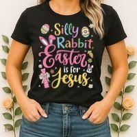 Silly Rabbit Easter Is For Jesus Cute Bunny Christian Faith Women's T-Shirt thumb 2