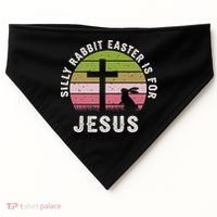 Silly Rabbit Easter Is For Jesus Retro Easter Christian USA-Made Doggie Bandana thumb 0