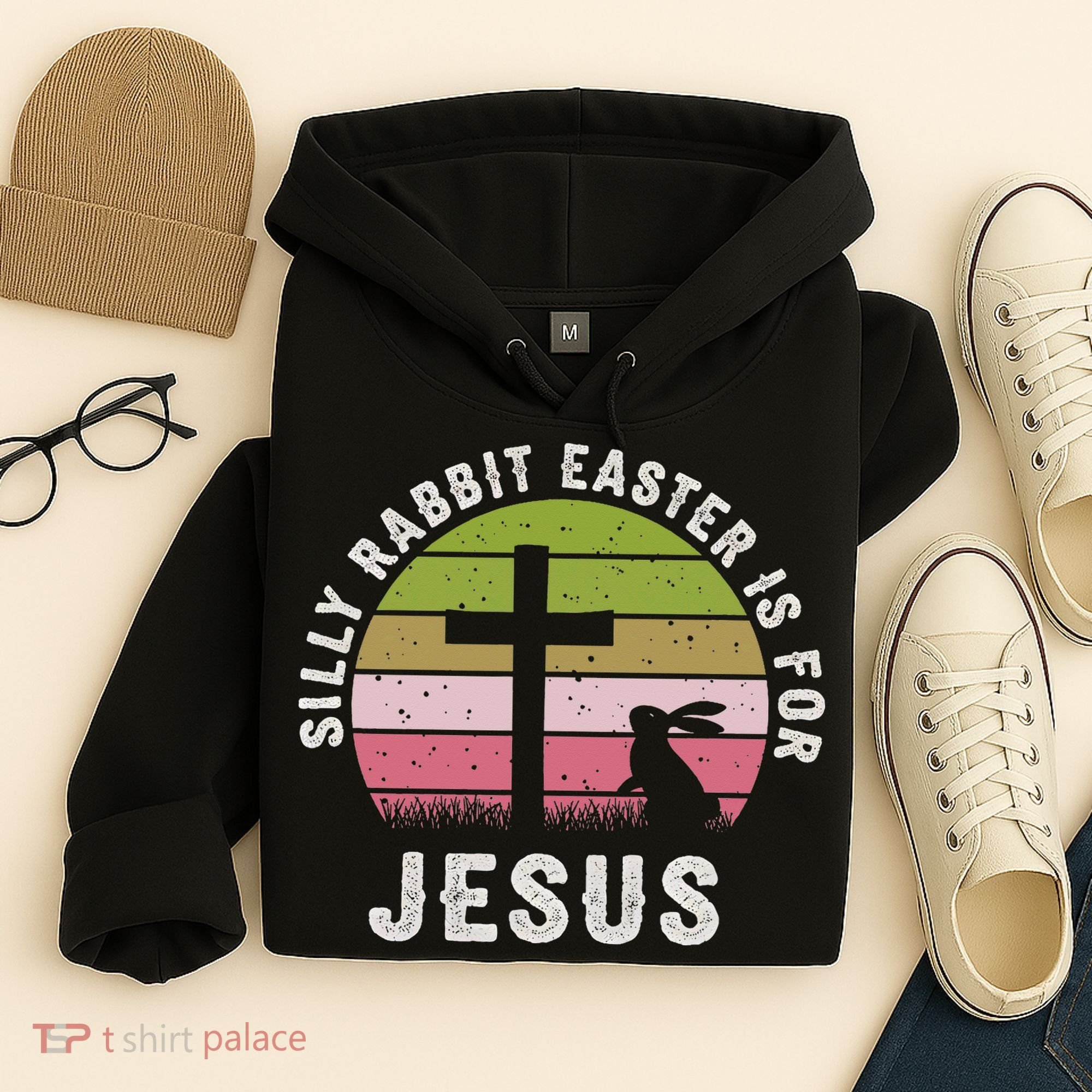 Silly Rabbit Easter Is For Jesus Retro Easter Christian Hoodie
