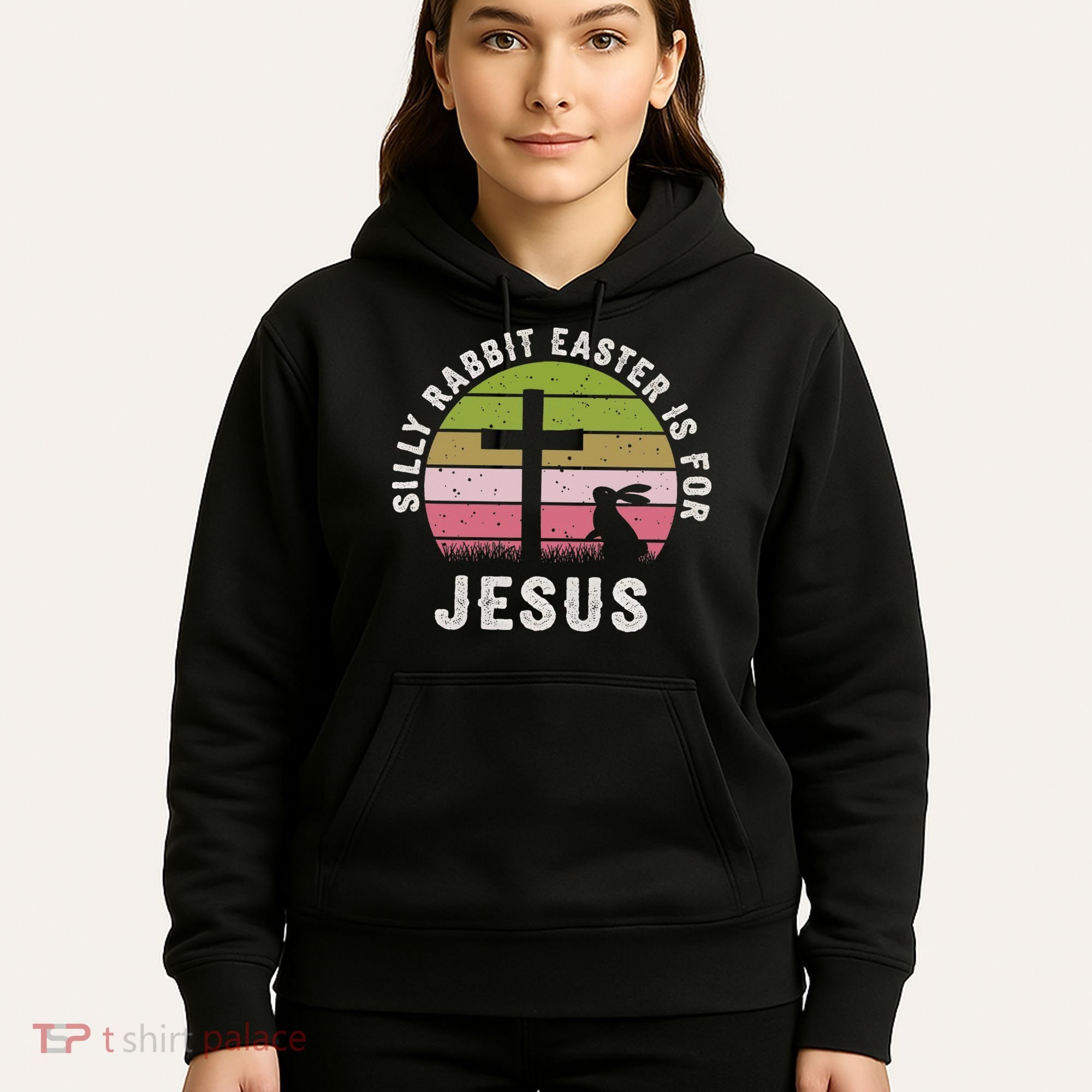 Silly Rabbit Easter Is For Jesus Retro Easter Christian Hoodie