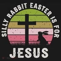 Silly Rabbit Easter Is For Jesus Retro Easter Christian Button thumb 1