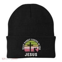 Silly Rabbit Easter Is For Jesus Retro Easter Christian Beanie thumb 0