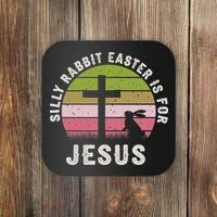 Silly Rabbit Easter Is For Jesus Retro Easter Christian Coaster thumb 0