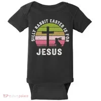 Silly Rabbit Easter Is For Jesus Retro Easter Christian Baby Bodysuit thumb 0