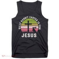 Silly Rabbit Easter Is For Jesus Retro Easter Christian Tank Top thumb 0