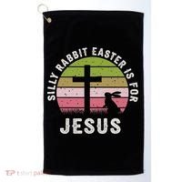 Silly Rabbit Easter Is For Jesus Retro Easter Christian Golf Towel thumb 0