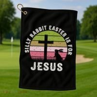 Silly Rabbit Easter Is For Jesus Retro Easter Christian Golf Towel thumb 1