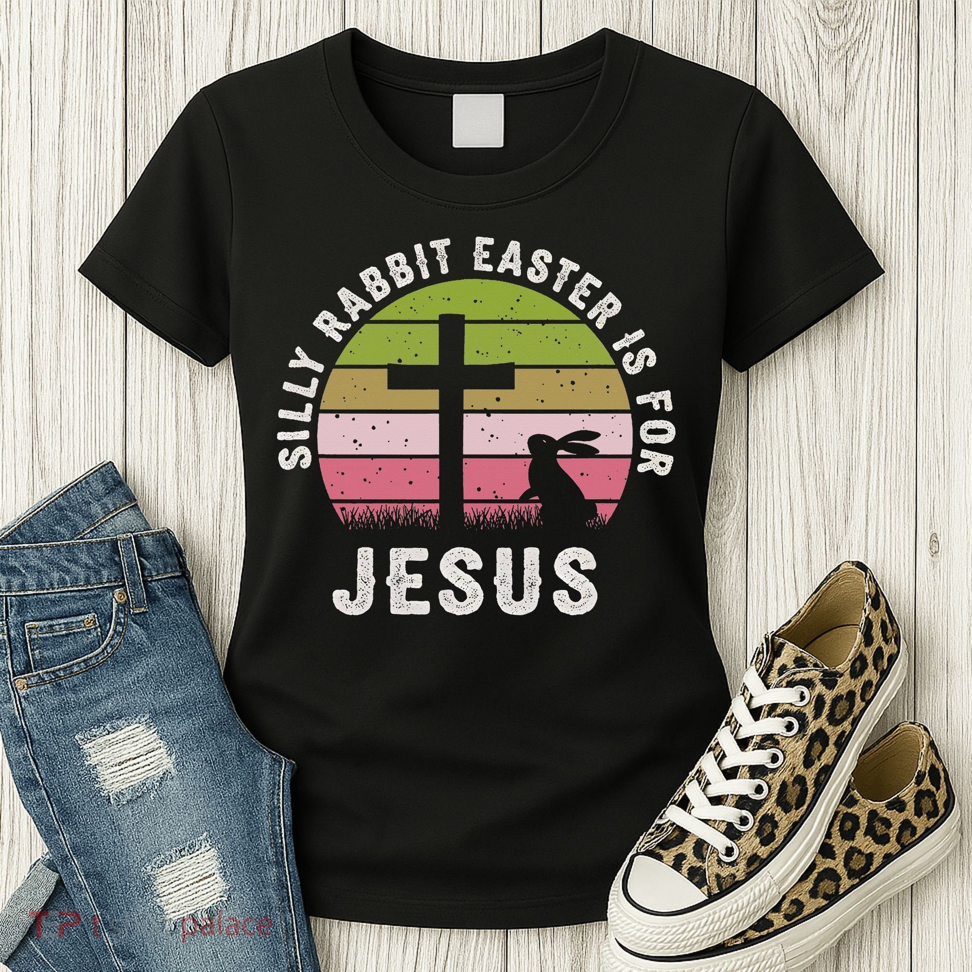 Silly Rabbit Easter Is For Jesus Retro Easter Christian Women's T-Shirt
