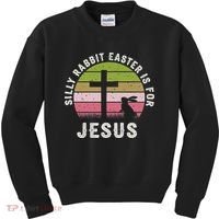 Silly Rabbit Easter Is For Jesus Retro Easter Christian Kids Sweatshirt thumb 0