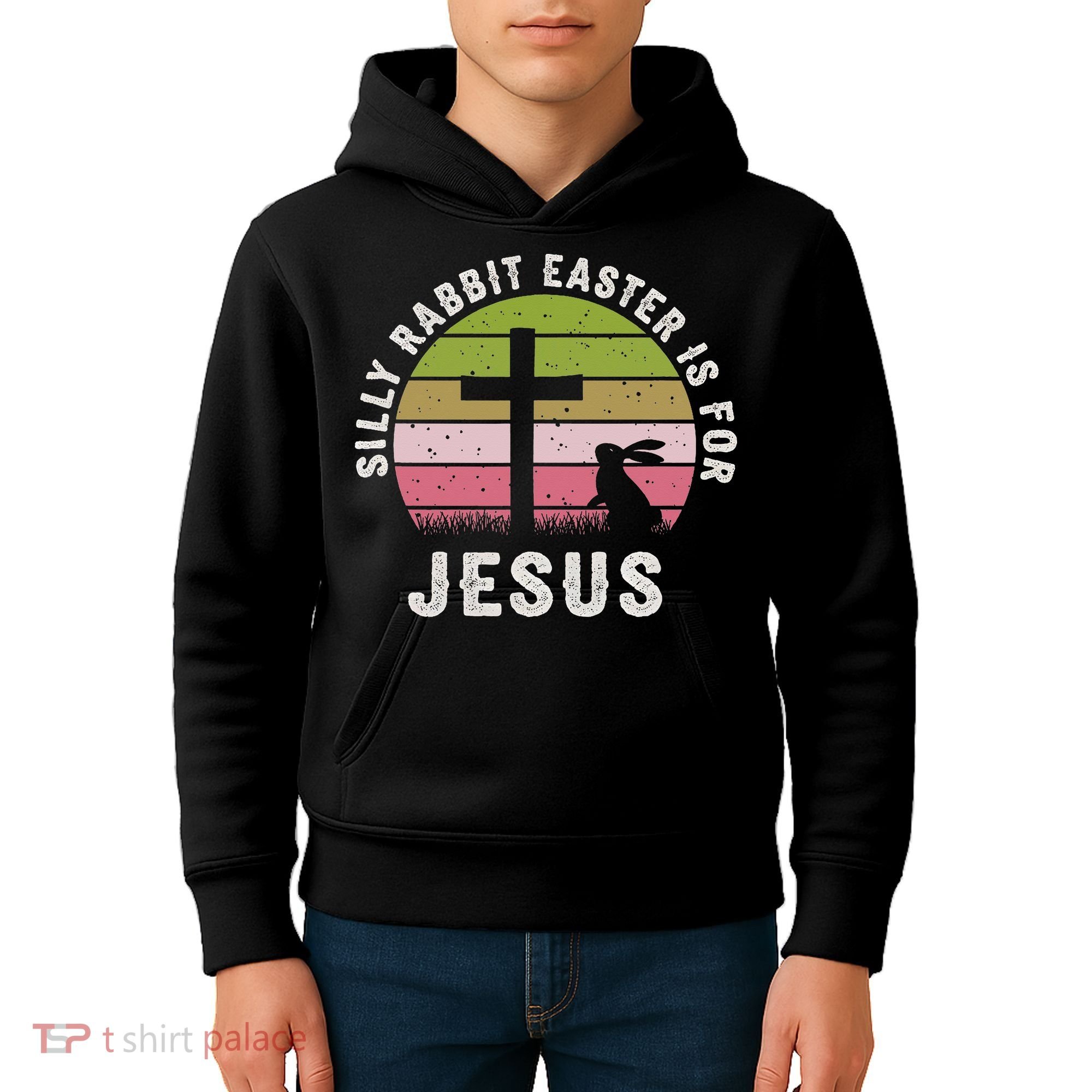 Silly Rabbit Easter Is For Jesus Retro Easter Christian Kids Hoodie