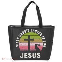 Silly Rabbit Easter Is For Jesus Retro Easter Christian Tote Bag thumb 0