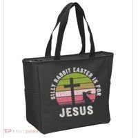 Silly Rabbit Easter Is For Jesus Retro Easter Christian Tote Bag thumb 2