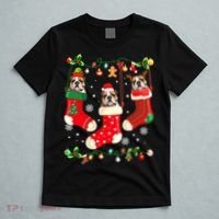 Santa Reindeer Elf English Bulldog in Christmas Socks Xmas T-Shirt thumb 5