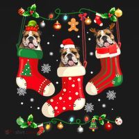 Santa Reindeer Elf English Bulldog in Christmas Socks Xmas Women's Tank Top thumb 5