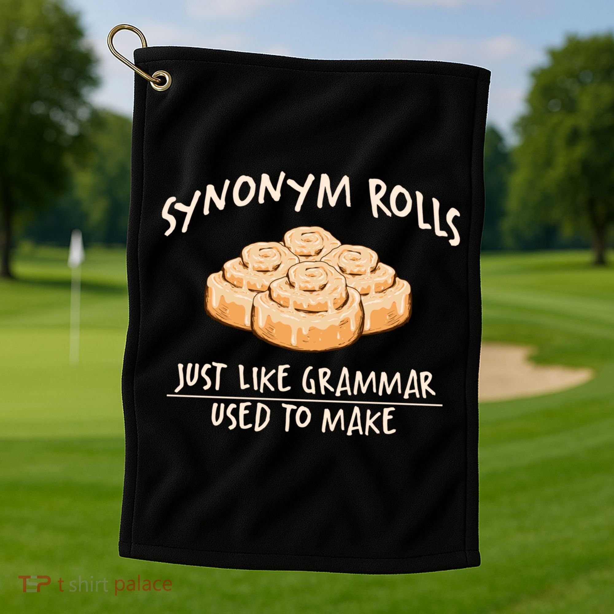 Synonym Rolls English Teacher Student Grammar Pun Learner Gift Golf Towel