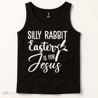 Silly Rabbit Easter Is For Jesus Cross Tank Top thumb 2