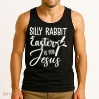 Silly Rabbit Easter Is For Jesus Cross Tank Top thumb 3