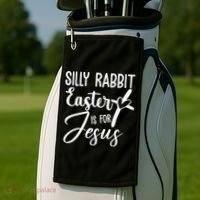 Silly Rabbit Easter Is For Jesus Cross Golf Towel thumb 2